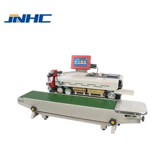 T110K Plastic Bag Band Sealer Expiry Date Qr Coding Continuous Sealing Machine with Inkjet Printer