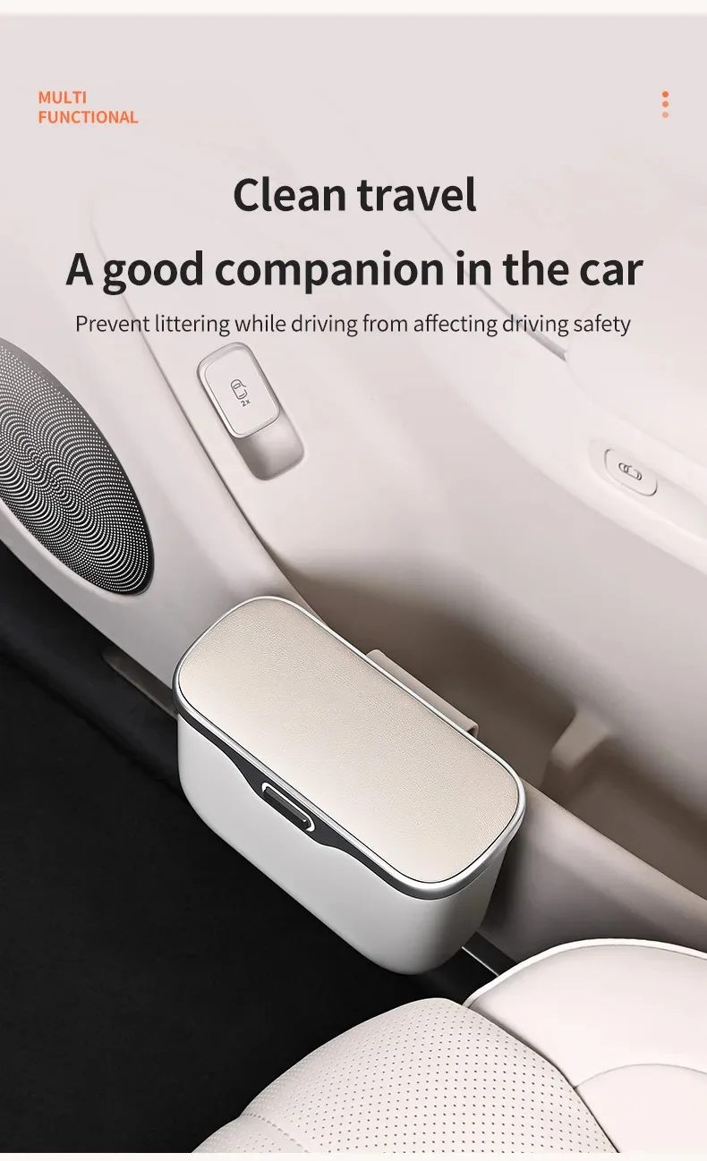 Multifunktionaler Auto-Mülleimer mit Deckelknopf, wasserdichter hängender Aufbewahrungsbehälter für Nass- und Trockenabfälle, Auto-Innenraum-Organizer-Box – Detail 5