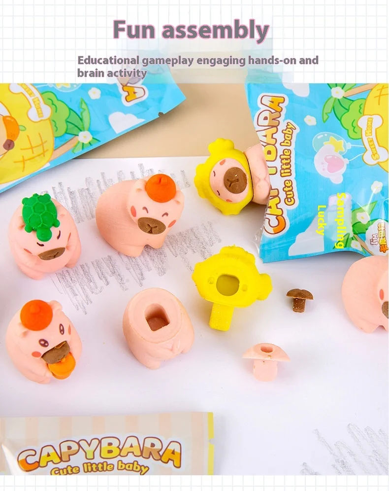 8/12 قطعة حقيبة أعمى ممحاة قلم رصاص البيض حفلة الفراولة الدب كابا الإبداعية النمذجة مدرسة مكتب القرطاسية جائزة #2