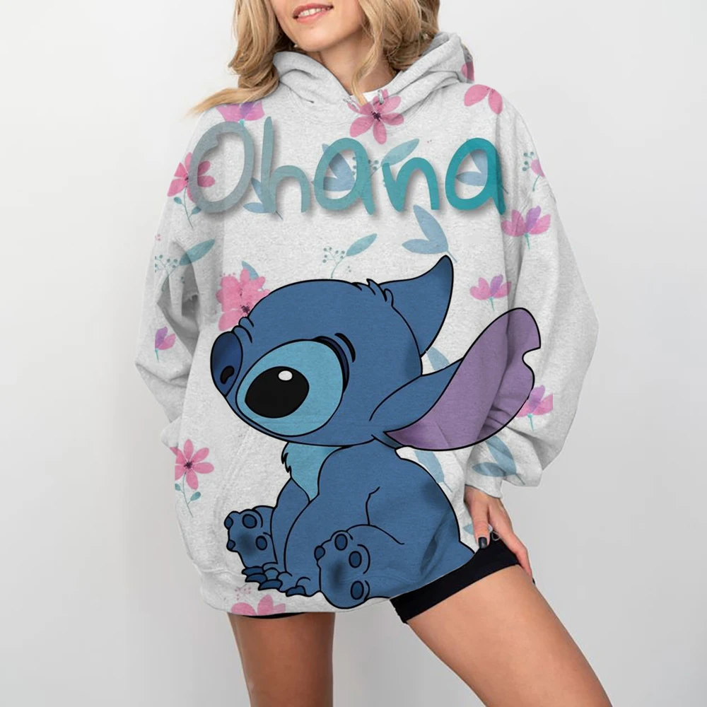 Disney Stitch stampa Cartoon Giacca maglione con cappuccio Abbigliamento Felpa con cappuccio Design oversize Sensazione ampia e confortevole