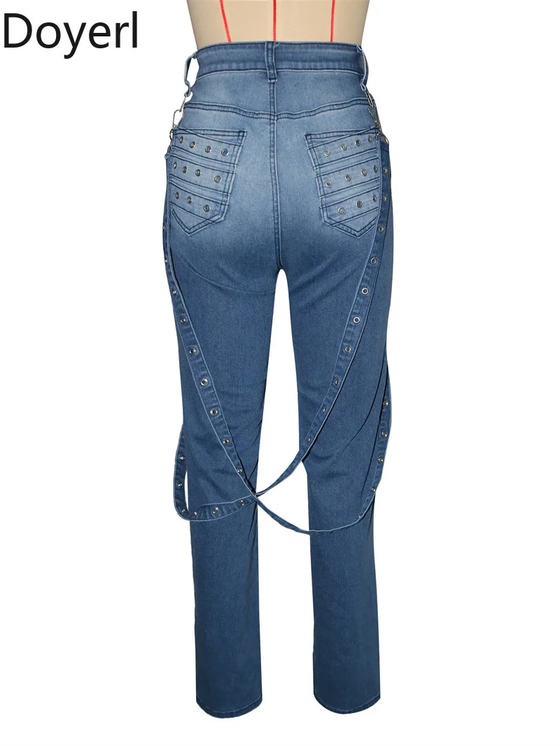 ドイエル ストリートウェア ジーンズ Y2K パンツ レディース ヒップホップ 原宿 ジッパーフライ リベット リボン デニム レディース トラウザーズ パンツ