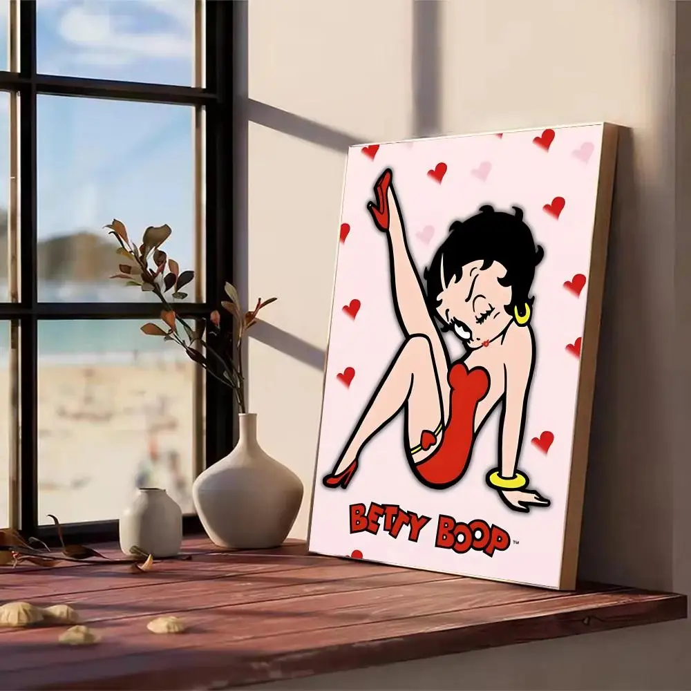 الكرتون B-Betty B-boop اللوحة الخط HD طباعة شخصية قماش جدار جدارية الفن صور لغرفة المعيشة ديكور المنزل #4
