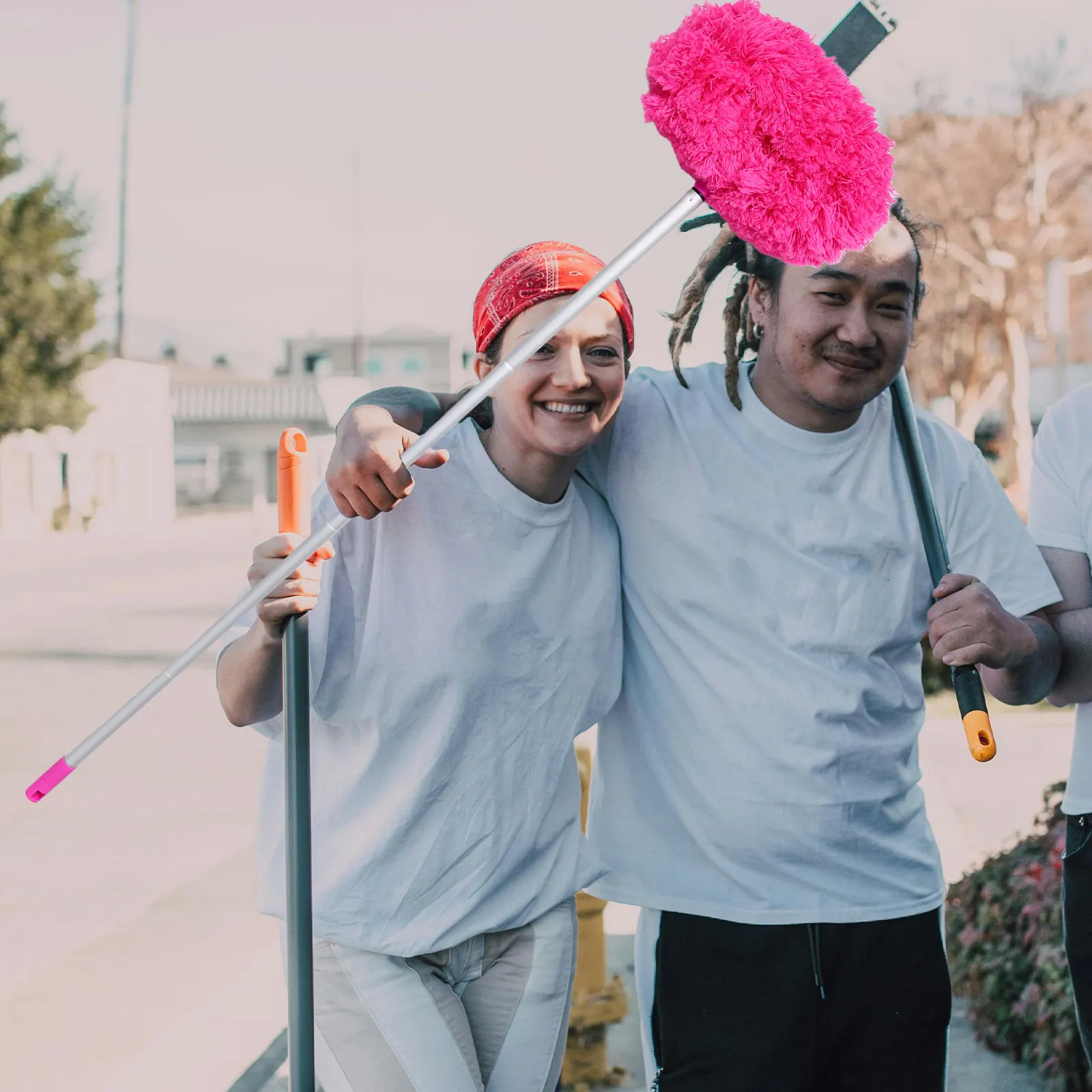 

Ceiling Fan Duster Cleaner Tool Spherical Design Soft Dense Bristles Extended 1.4m Pole No Disassembly Needed for Fan Blades