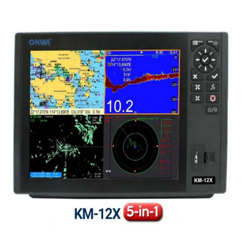 

2023 ONWA KM-12X (New!) 5-in-1 Marine GPS+ Chart Plotter + Class B AIS Transponder + fish finde +marine Radar Function