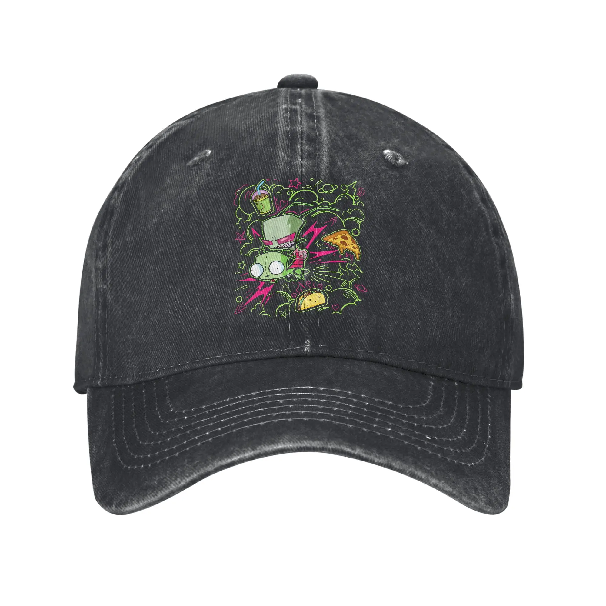 Cartoon Invaders Zim Gir Baseball Caps Fashion Distressed Denim  Snapback Hat Unisex Summer Adjustable Fit Caps Hat