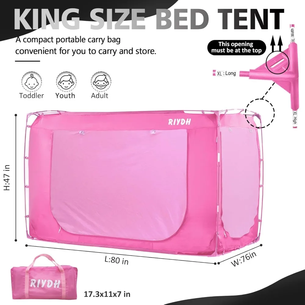 Bed Tent Bed Canopy King Size Tents for Adult and Kids- Original Design Portable Dream Tent Indoor Sleeping Tents 80% Blackout