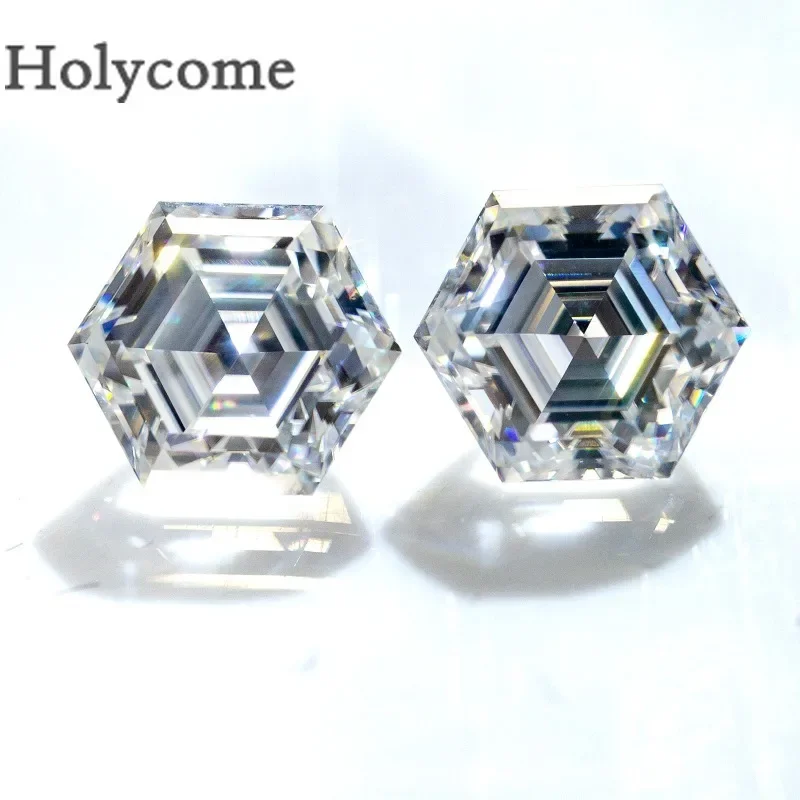 Holycome Moissanite Hexagon Shape D Super White Color Brilliant Cut VVS1 GRA Certificate Wholesale Factory Pass Tester Positive