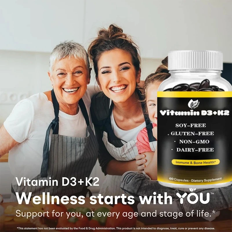 

Витамин 5000 IU D3 и 100 микрограмм, K2 MK-7 костей, поддержка сердца и иммунитета — без GMO — 60 капсул