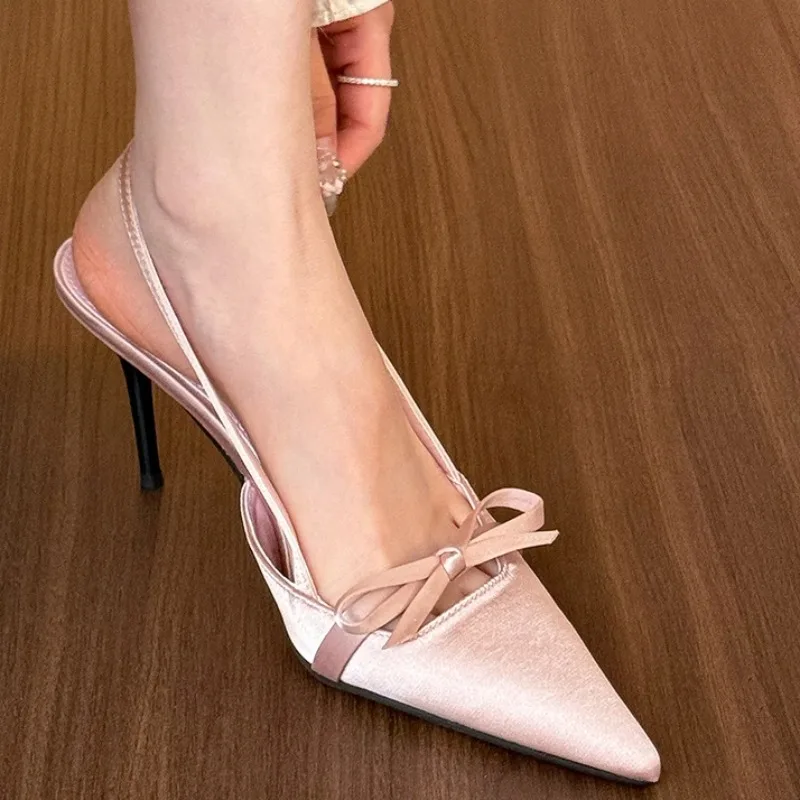 

Designer Summer Women Sandals Fashion Pointed Toe Butterfly-knot Shoes Ladies Elegant Dancing Party High Heel Sandalias