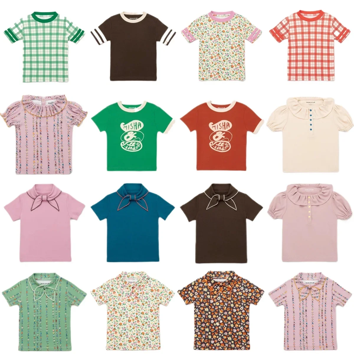 

25ss European American Style Children Pure Cotton Print T-shirt Girls Summer Top