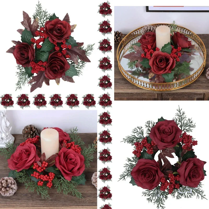 

1/2PCS 2024 Christmas Decoration Wreath Creative Artificial Simulation Flower Wreaths Home Scene Decoration And Arrangement