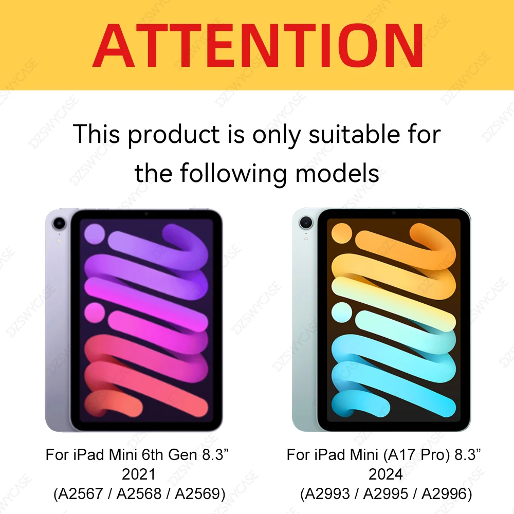 Smart Case for iPad Mini 7 (A17 Pro 2024) / Mini 6 2021 8.3 Inch, Trifold Stand Function, Protective Cover Auto Sleep / Wake