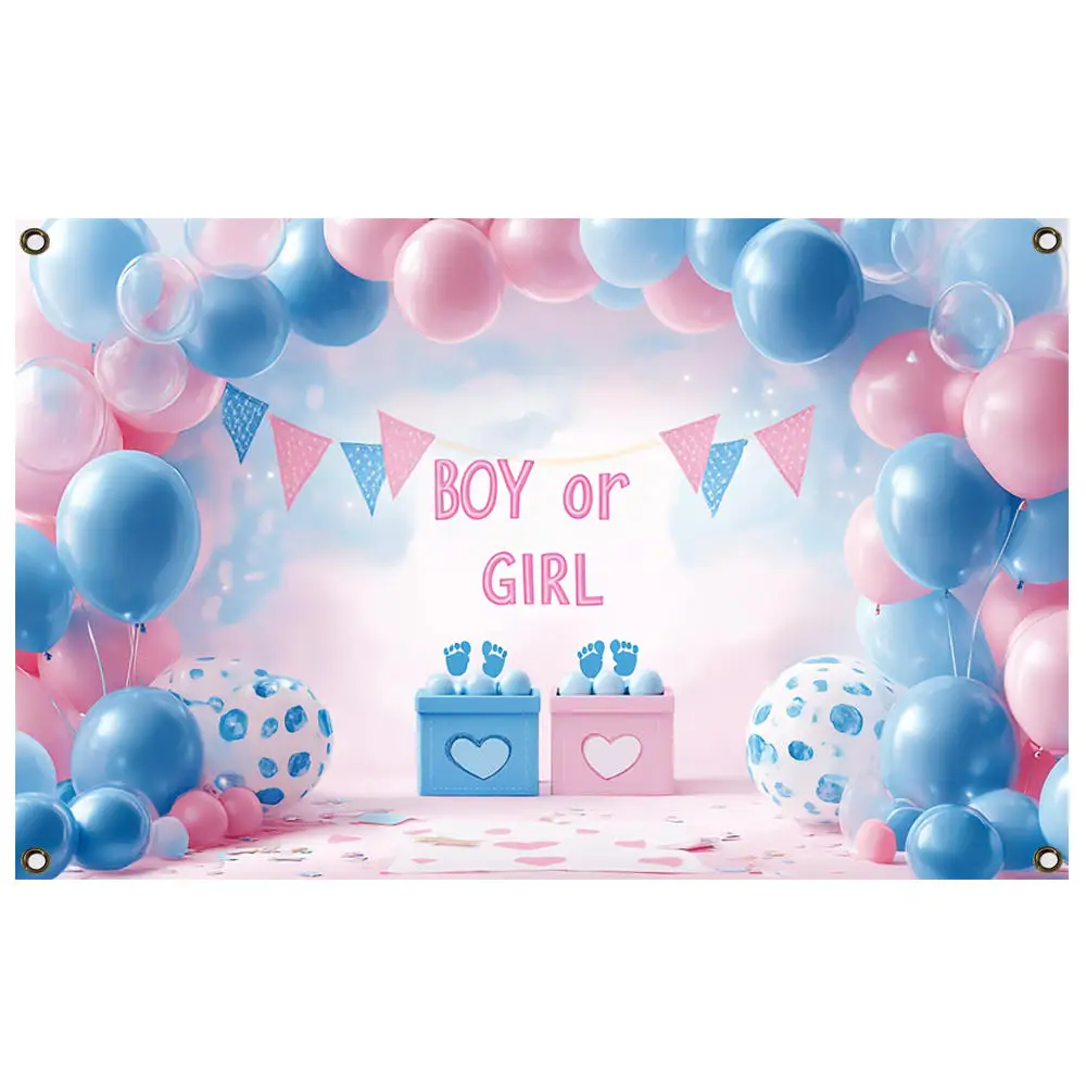 Gender Reveal Backdrop Photocall Ggender Reveal Party Banner Background Happpy Birthday Pary Decor Kids Boy Girl Baby Shower