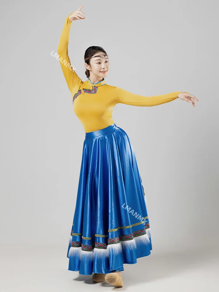 New Tibetan dance costume, art exam performance costume, Tibetan half skirt, square skirt, art exam big swing skirt
