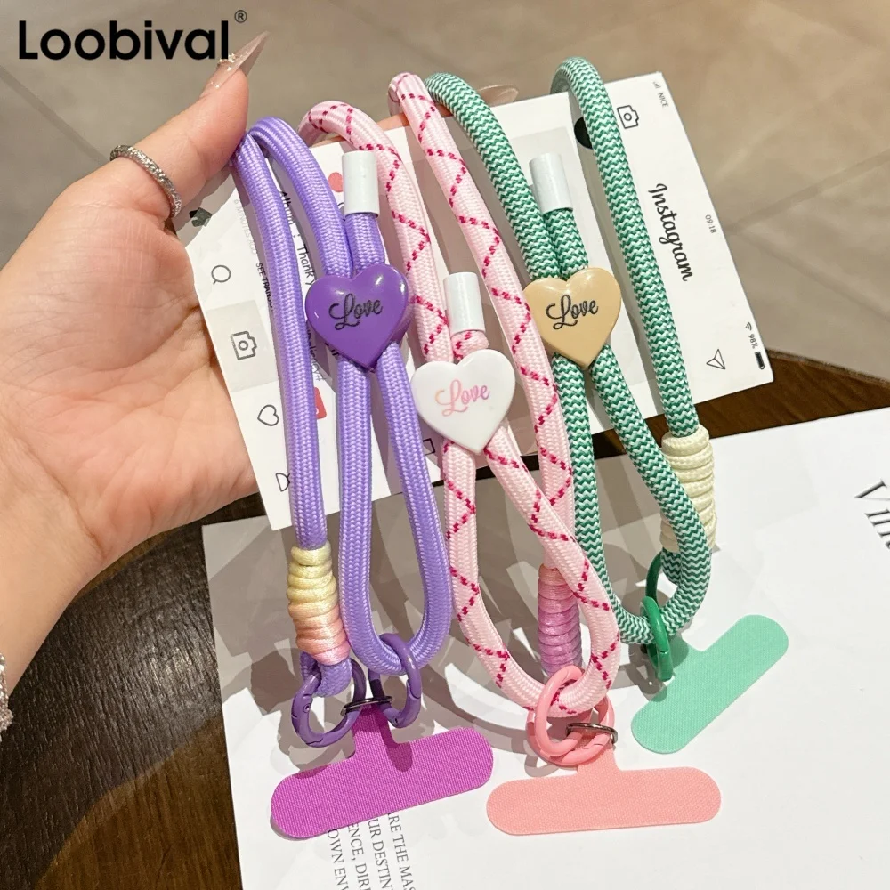 

Модный ремешок через плечо с сердечком, аксессуары для телефонов, регулируемый плечевой ремень для телефона с допамином, противоугонное устройство для мобильного телефона