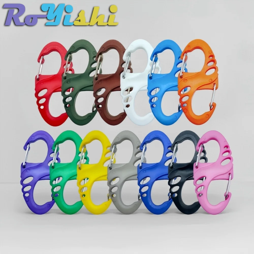 5-100Pcs RoYishi Outdoor Climbing Hook S Type Carabiner Keychain Hook Colorful Plastic Carabiner Mini  Backpack Buckle
