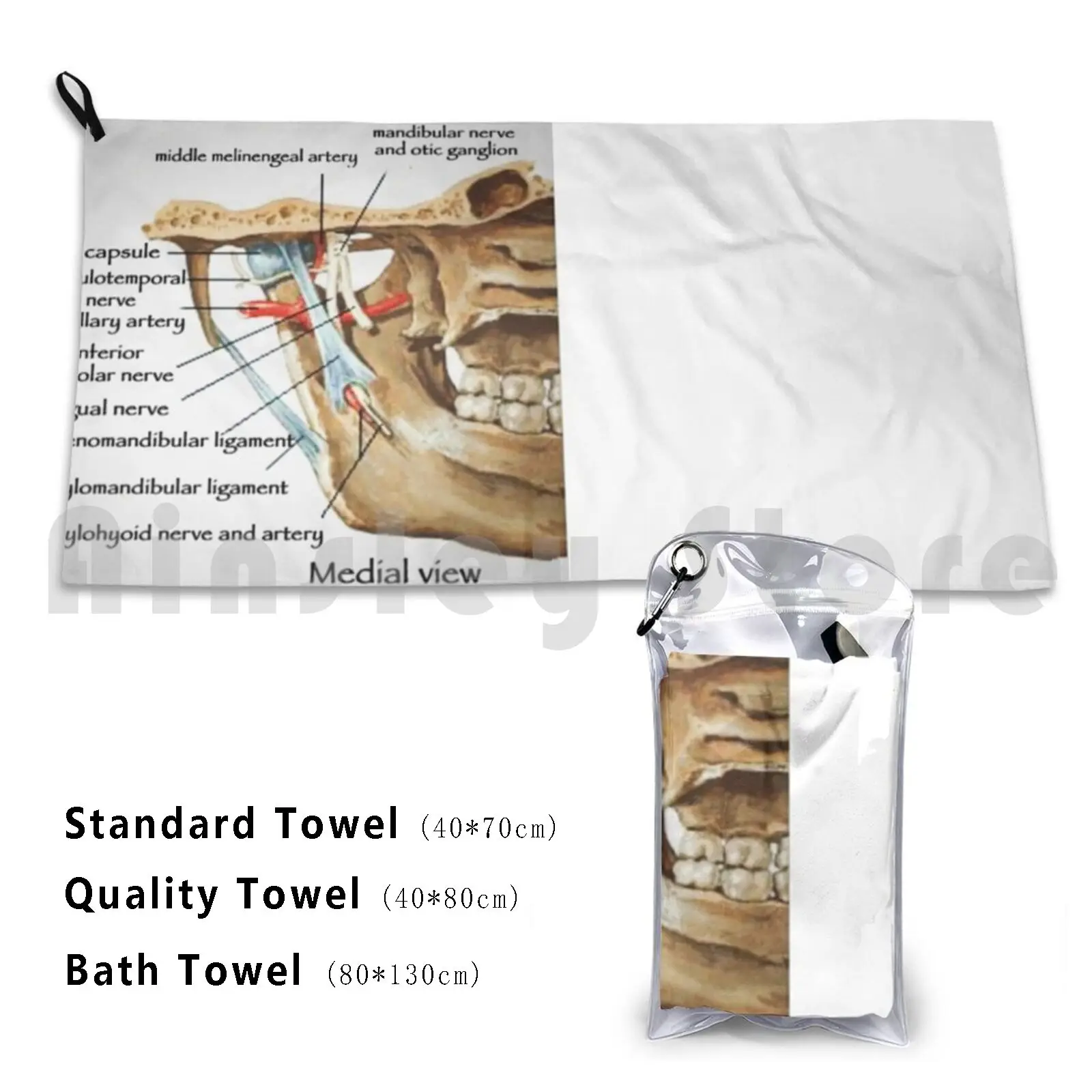 Jaw Beach Towel Quick Dry Quality Towel Biology Body Anatomy Science Learn White Bones Artery Skeleton