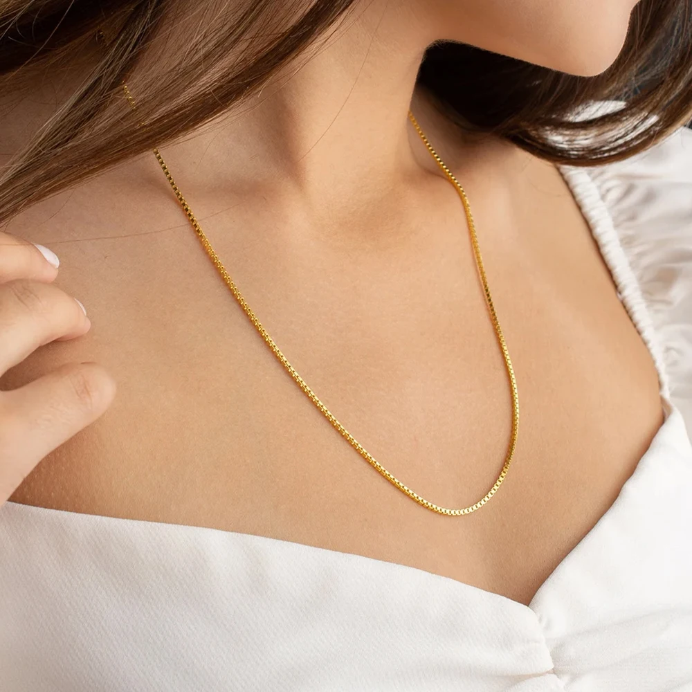 eManco الكلاسيكية المرأة مربع سلسلة القلائد الفولاذ المقاوم للصدأ ترقية مشبك قفل قابل للتعديل الأزياء والمجوهرات قلادة بالجملة #4