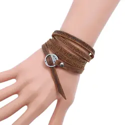 Faux Leather Bracelet Fashion Men's Hand-woven Multilayer Leather Bracelet Handmade Lace Up Wrist Strap