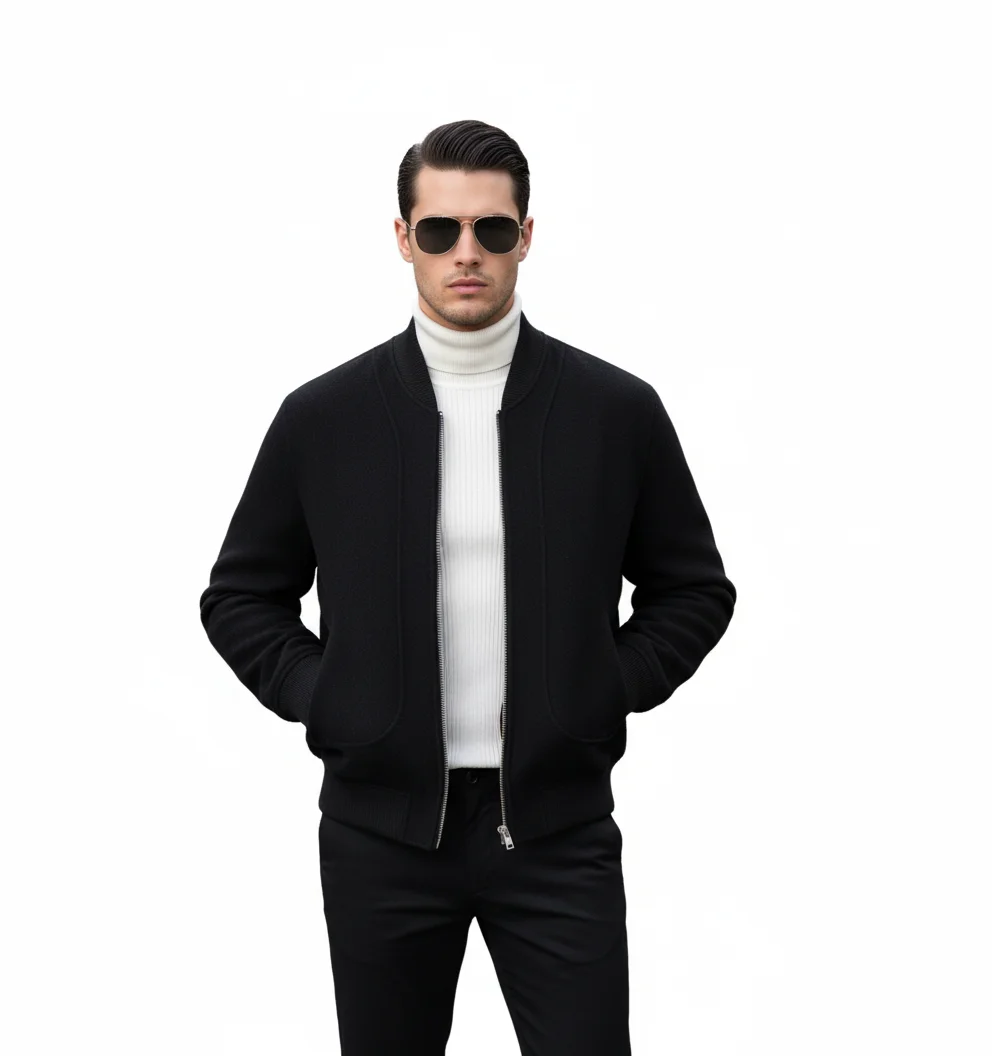 

Men's Winter Trendy Reversible Cashmere Jacket | Light Luxury Short Baseball Style, Korean-Inspired Woolen Smart Overcoat