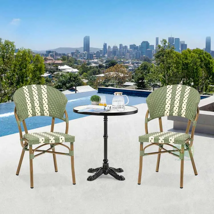 (E6026) الباريسية الحديثة خارج الحديقة الاصطناعية الروطان الخلفي الأثاث الشمال في الهواء الطلق بيسترو الطعام كرسي كرسي استرخاء #5