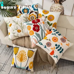 Flower Embroidered 45x45CM Throw Pillow Cover with Pastoral Style Living Room Sofa Cushion Waist Cover Simple Bedding Pillowcase