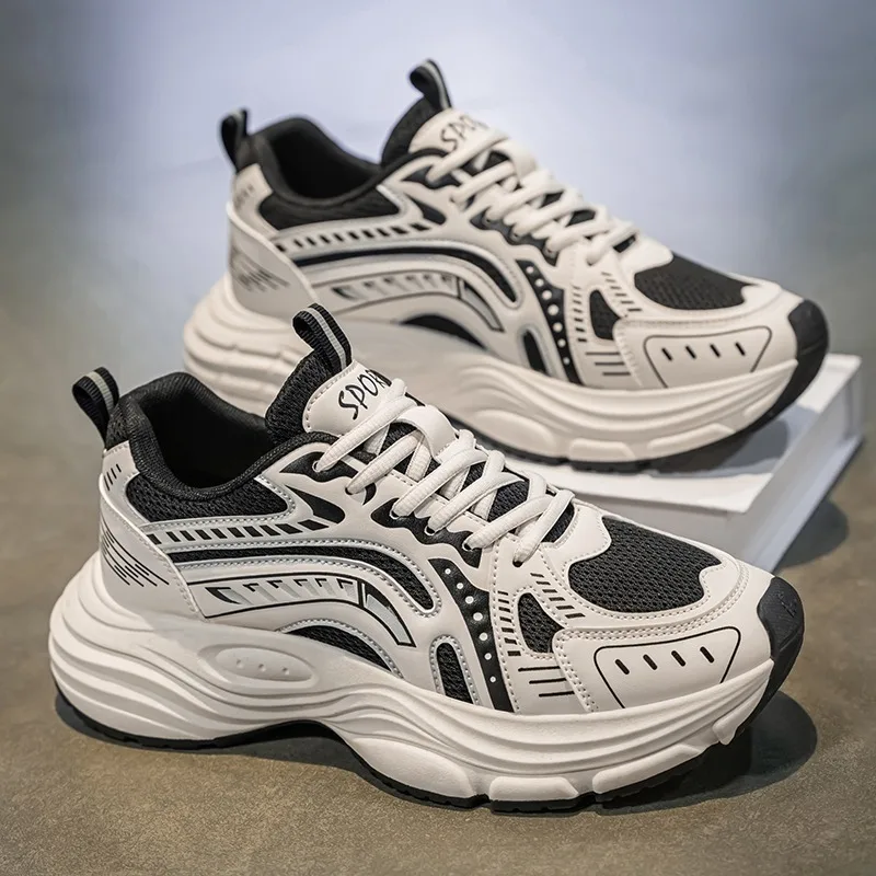 

2026 Men's Trendy Mesh Dad Sneakers Lightweight Cushioned Casual Shoes Anti-slip Platform Footwear for All-Day Comfort