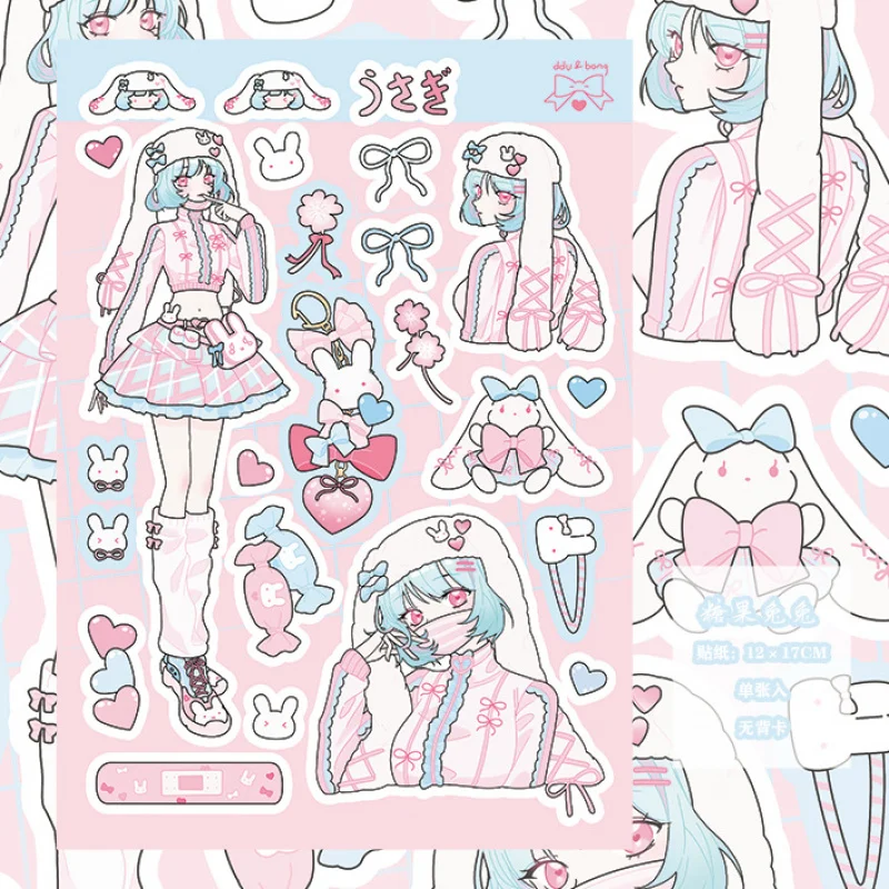 Korean Cartoon Cute Sweet Cool Girl Character Sticker Hand Account Phone Case Ipad Planner Diary Notebook DIY Decorative Sticker