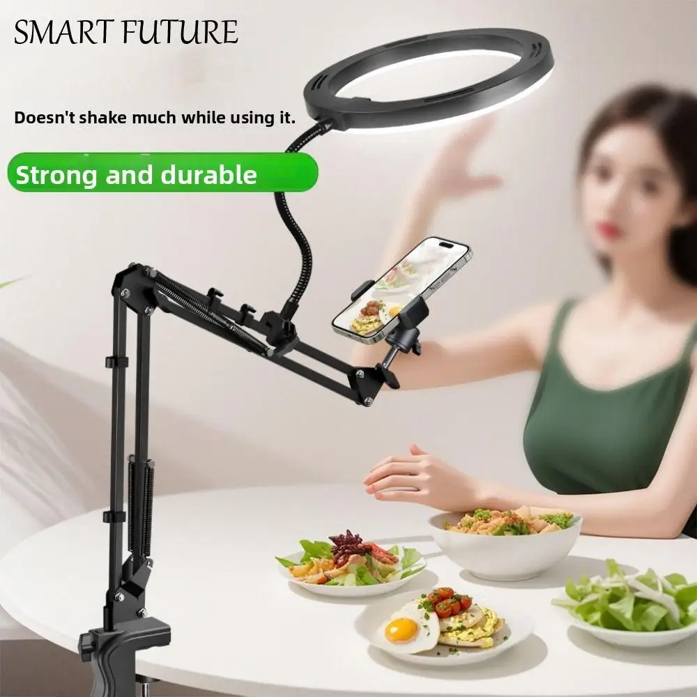 

Телескопическая подставка для телефона с заполняющей подсветкой, устойчивый портативный держатель для мобильного телефона, универсальный зажим с регулируемой высотой, тип держателя телефона