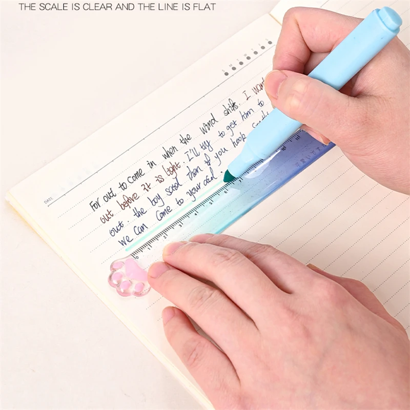 15CM Gradient Cat Claw Cute Straight Ruler Gradient Measuring Tool Korean Style School Stationery Supply Kawaii Accessories gift