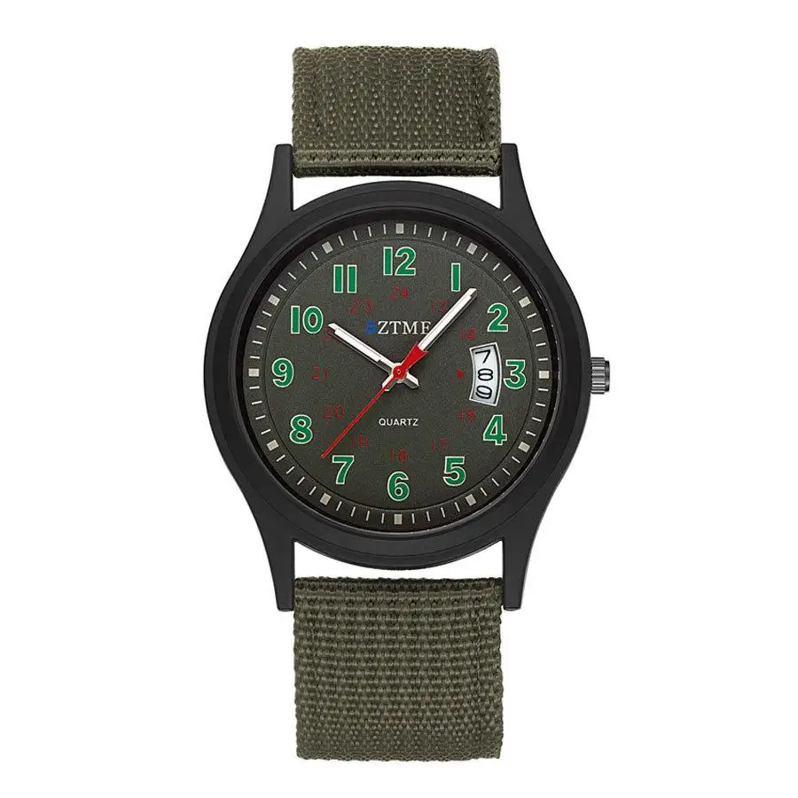 2024 Explosion Men's Fashion Woven Canvas Strap Business Watch Luminous Pointer with Calendar Quartz Watch