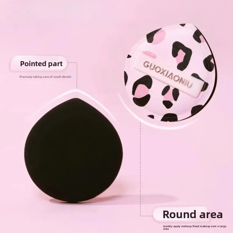 GUOXIAONIU Pink Leopard Print Puffs Foundation Sponge Dry Wet Face Beauty Makeup Cosmetic Puff Soft Air Cushion Concealer Tools