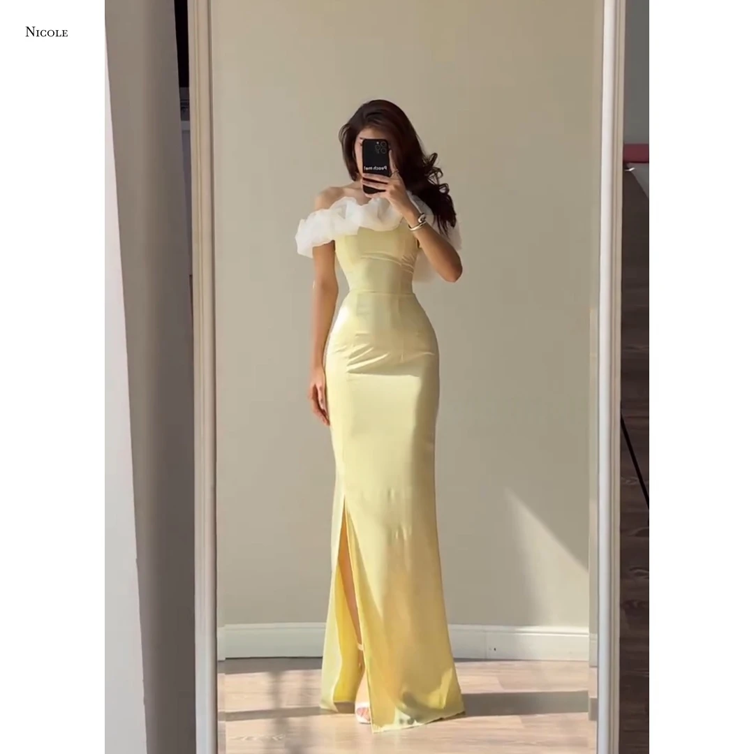 

Nicole Elegant Women's Dresses for Wedding Party Dresses Woman 2025 Custom Made Straight Tube Chiffon Luxury Evening Dress 2025