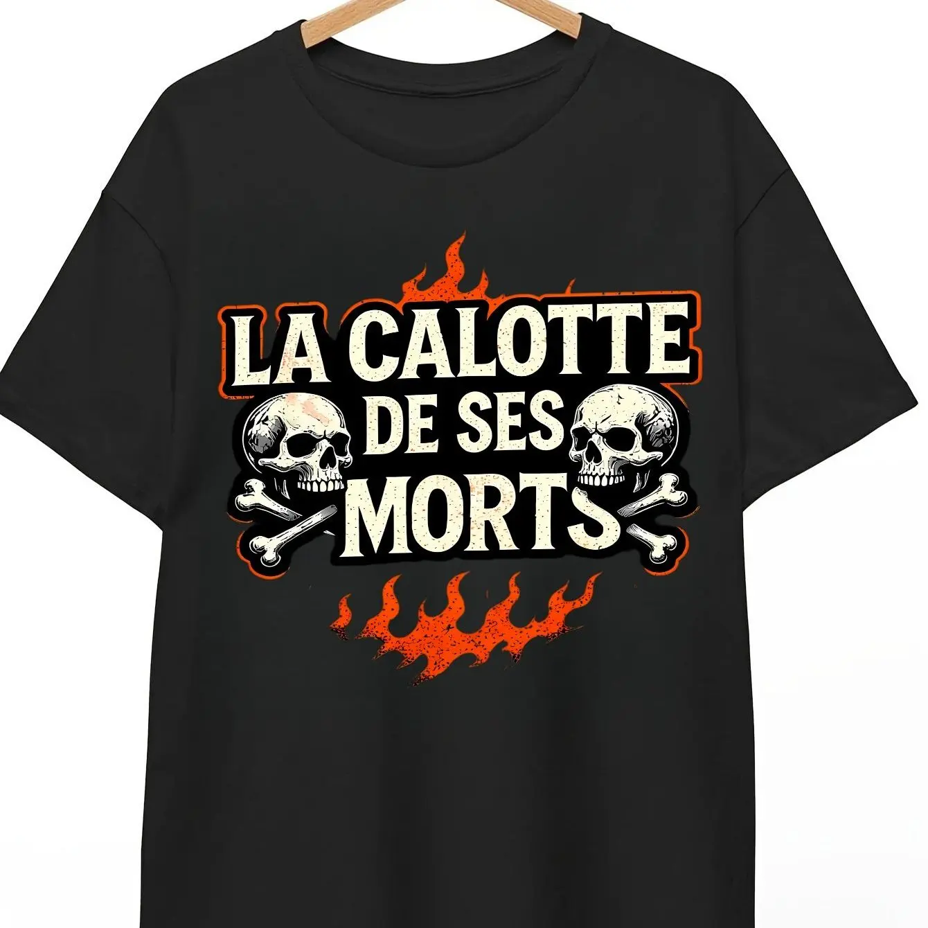 La Calotte De Ses Morts Grunge Biker Gitan T-Shirt Avant-Garde Design Street Style Casual Wear Printed T-Shirt Short Sleeves