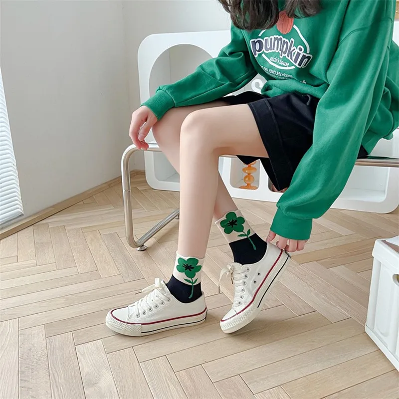 1 Pair Women Tulips Japanese Korean Style Cartoon Flower Candy Color Harajuku Kawaii Mid Tube Socks Breathable Casual Short Sox