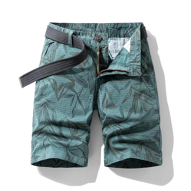 

New Summer Men Thin Casual Shorts Man Printed Cargo Shorts Pants Good Quality Cotton 100% Male Beach Shorts Size 38 No Belts