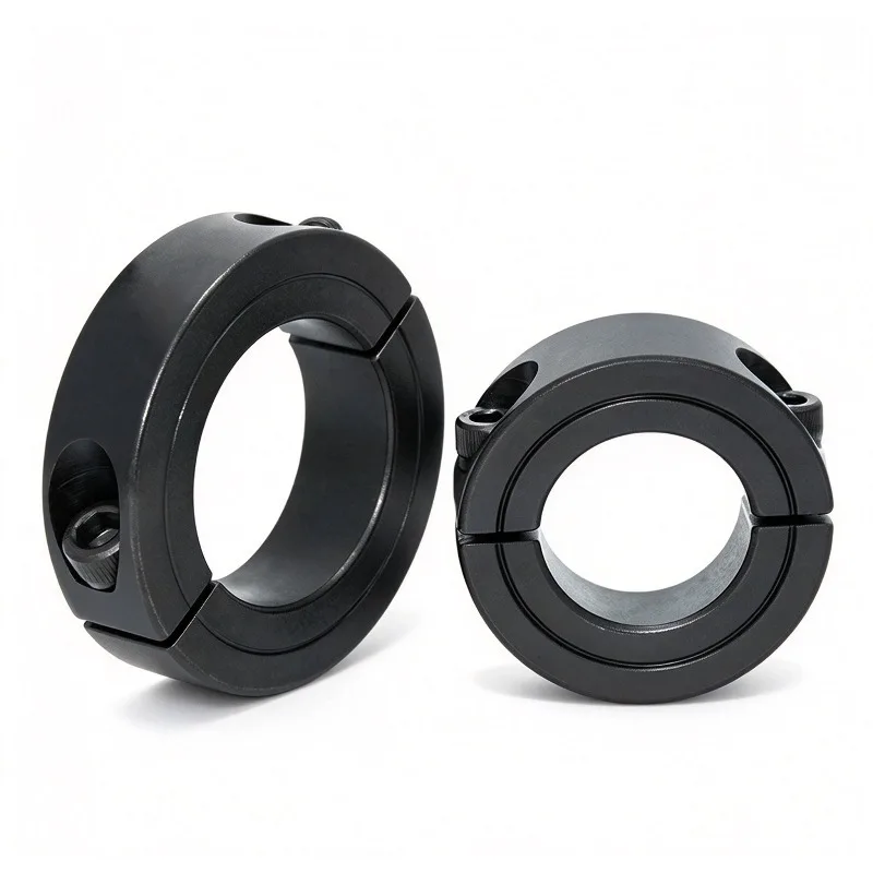 1Pc Carbon Steel Double Split Shaft Collar Black Oxide Metric Bore 3-76mm Clamping Lock Collar for Robot Industrial Automation