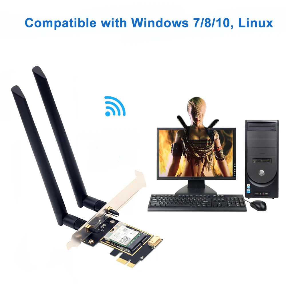 

PCi Express AC1200 Bluetooth 4.2 Wi-Fi адаптер 7265NGW сетевая карта 5G/2.4G 802.11ac для настольного ПК