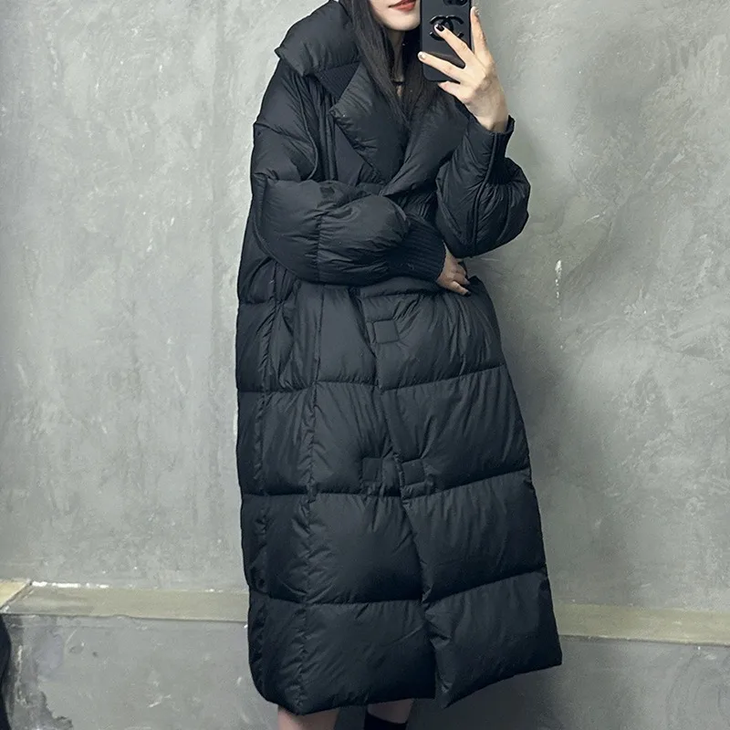Women's Clothing Down Jacket Winter Warm New Mid-length White Duck Down Windproof Jacket Cold High-end Outerwear Comfortable
