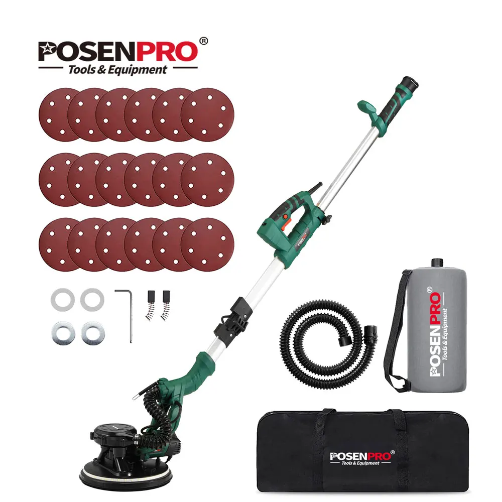 POSENPRO 215MM Elektrischer Trockenbauschleifer mit Klappstange, 810W Wandpolierer mit LED-Lichtleiste für den Haushalt