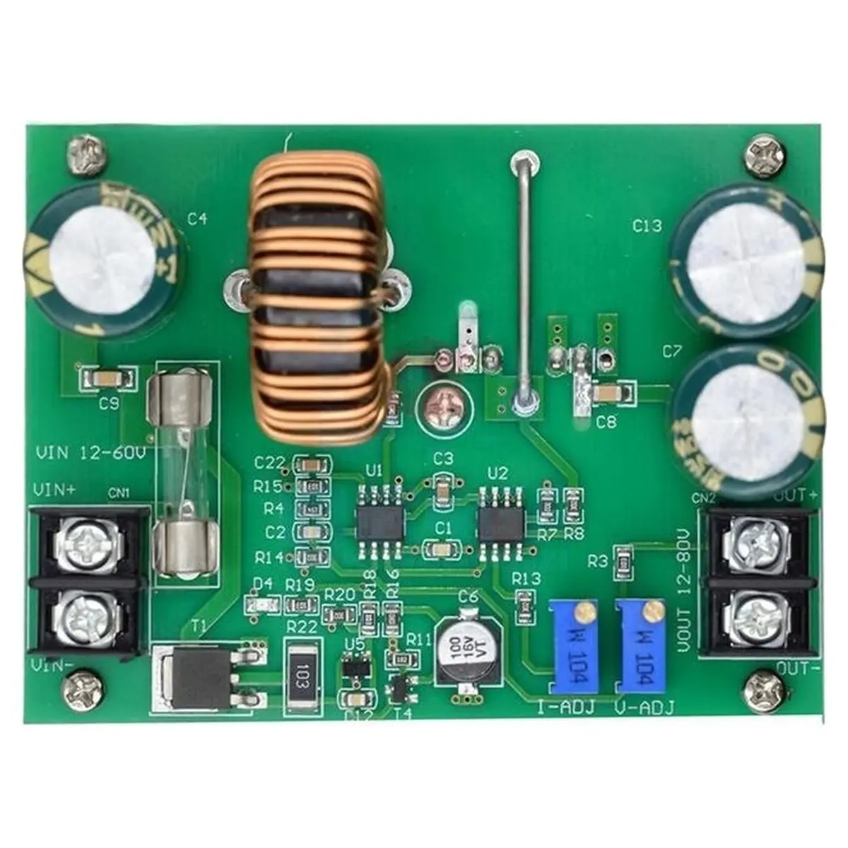 600W High Power DC to DC Boost Converter - 12-60V to 12-80V Boost Module Board Step-Up Transformer