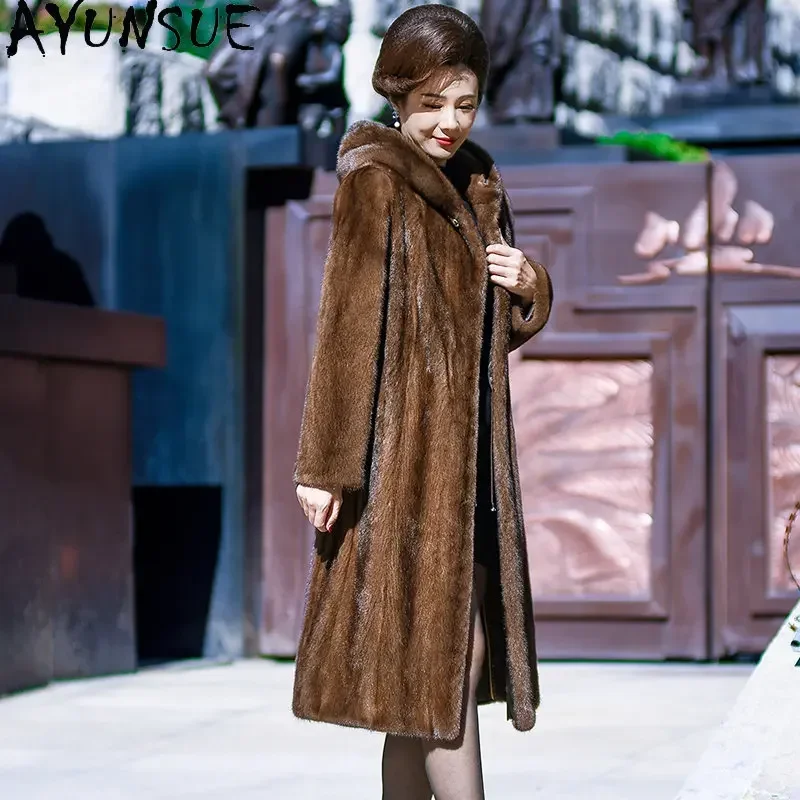 

Real Fur Coat Mink Jackets For Women 2024 Luxury Winter Hooded Mink Fur Coats Women Warm Long Fur Jacket Abrigo Mujer Invierno