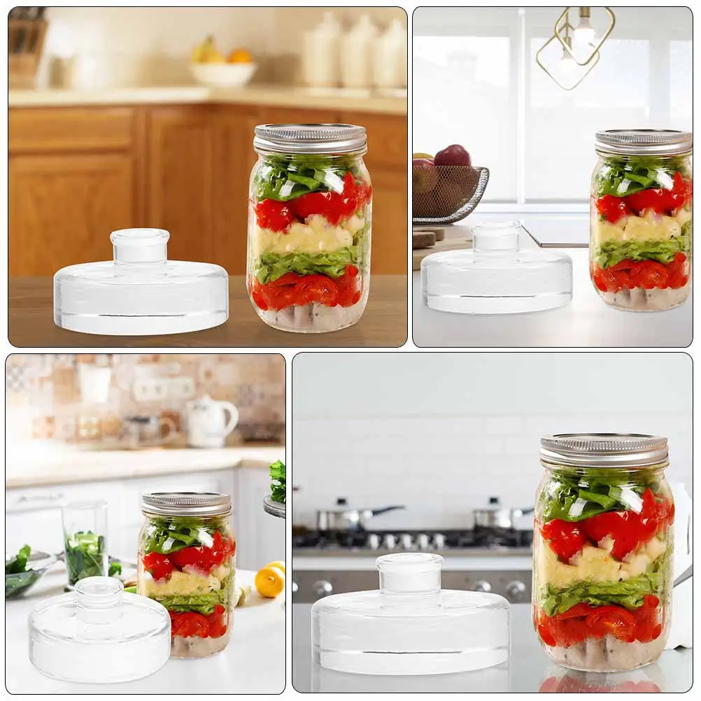 4Pcs Jar Fermenting Weights Clear Glass Lids for Wide Mouth Jars Pickle Fermentation Sauerkraut Kimchi Kitchen Supplies