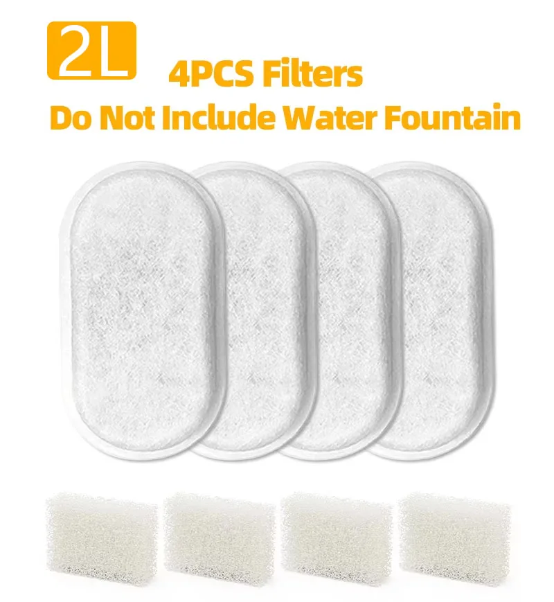 ROJECO kattenwaterfonteinfilter voor 2L en 4L roestvrijstalen waterdispenser, vervangbaar filter voor kattenwaterfontein, filter voor waterzuivering.