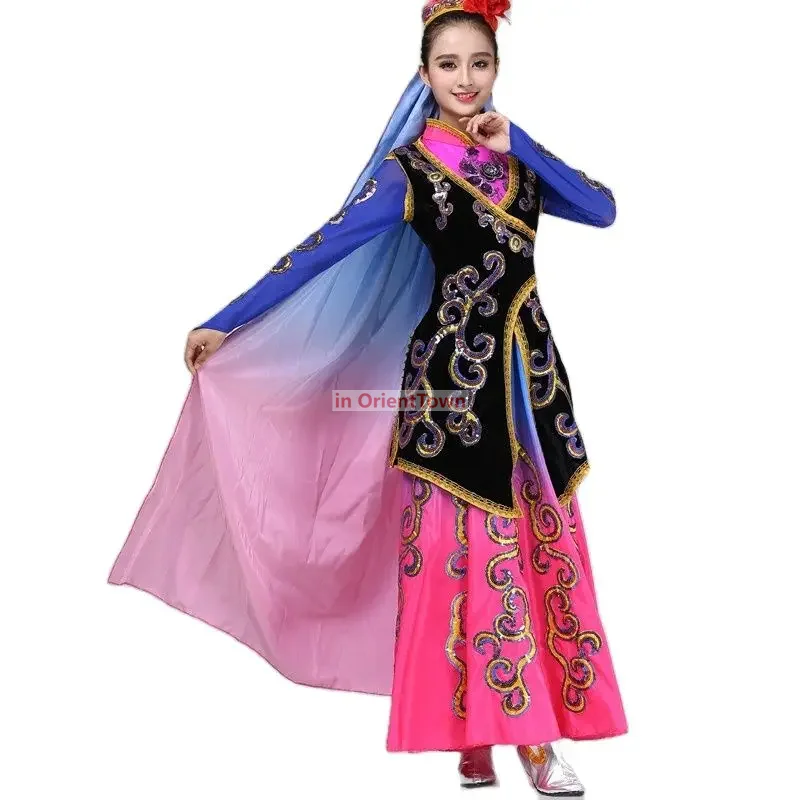 Uygur Festival Party Stage Wear Chinese Folk Dance Costumes Xinjiang National Traditional Female Clothes