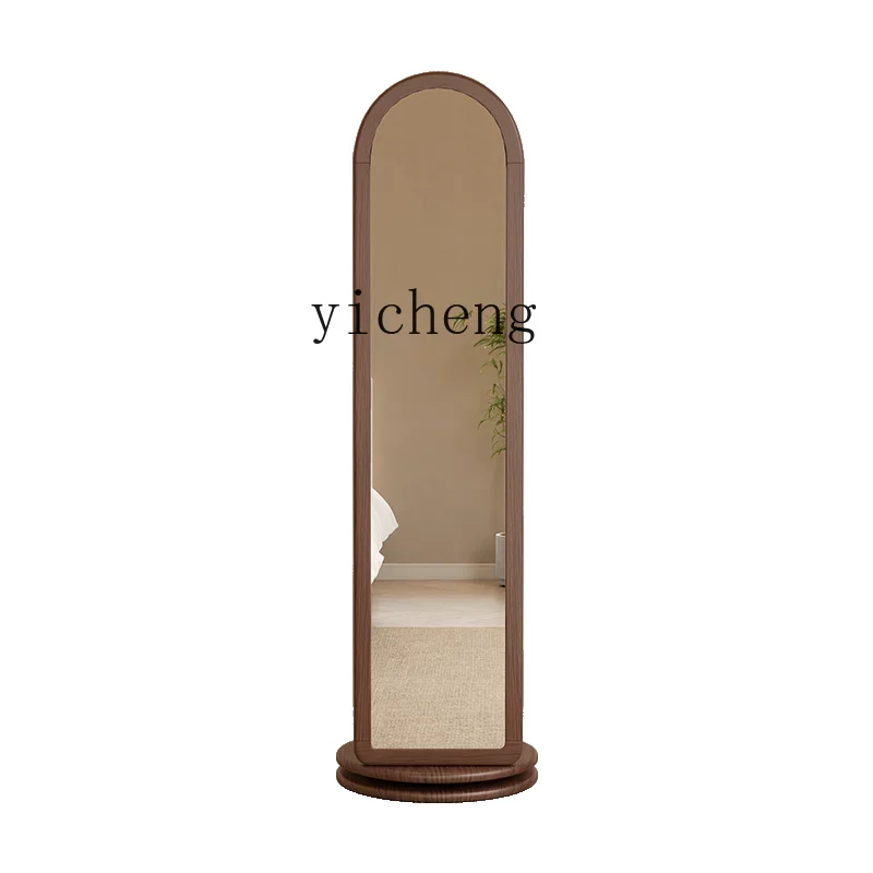 XL solid wood full-body mirror floor  household bedroom mirror rotating full-length mirror cosmetic cabinet