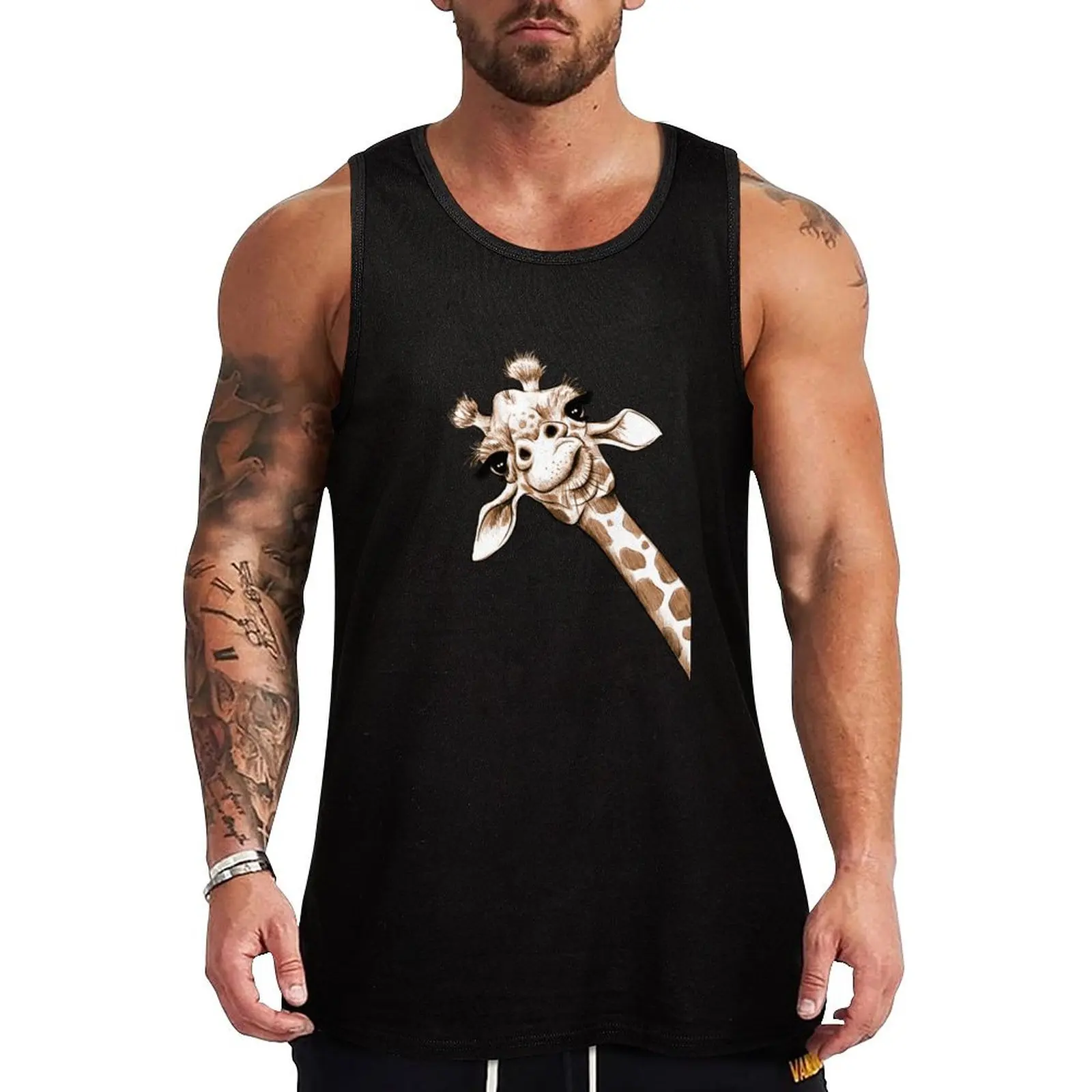 Sketch Giraffe Art Tank Top gym training accessories Man summer clothes gym clothes man