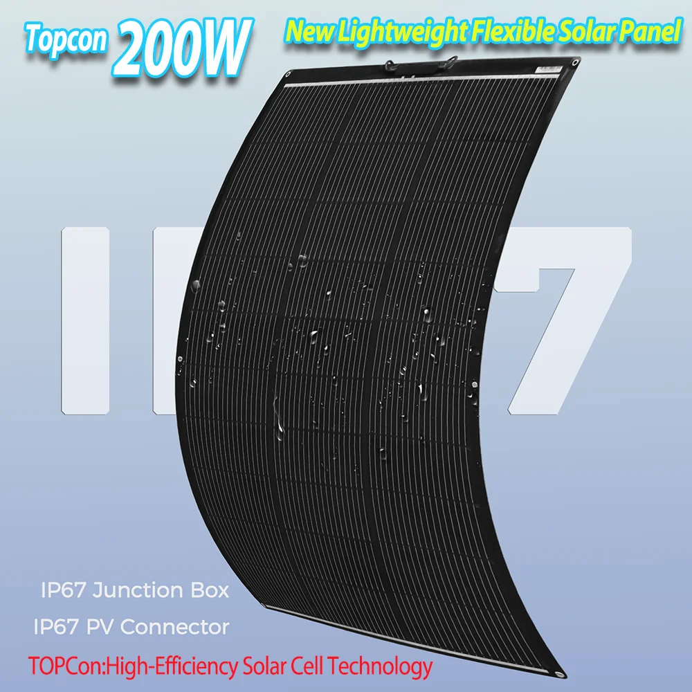 ETFE-Solarmodul 12V Flexibles Solarmodul Photovoltaikmodul PET 400W für 12V 24V Batterieladegerät für Wohnmobil, Wohnwagen, Balkonsystem