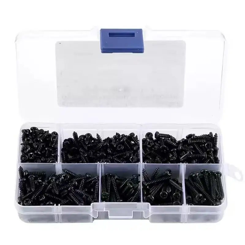 500pcs M3 Screw Set Cross Round Head Self Tapping Screws Wood Screw Assortment Kit
