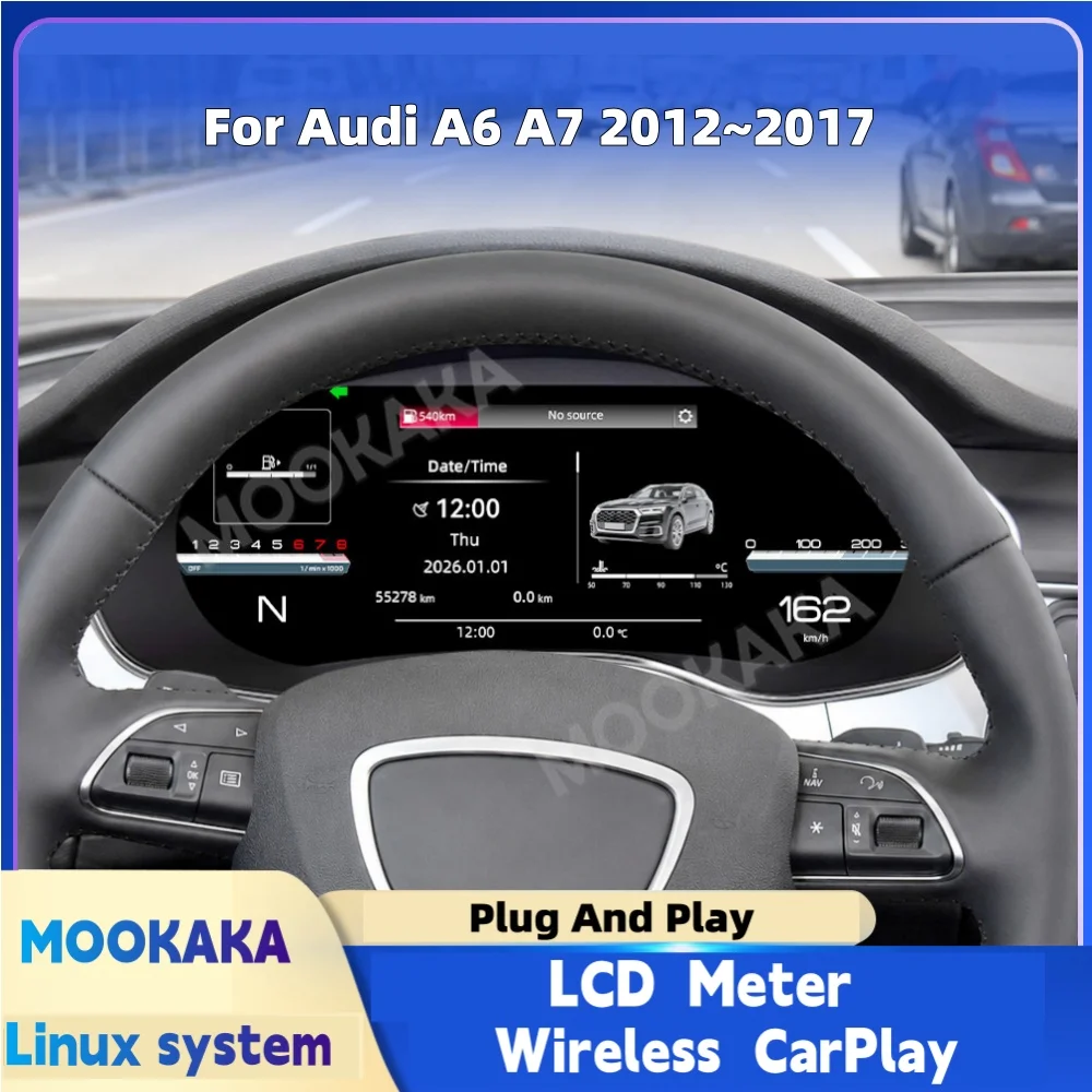 Digital Dashboard For Audi A6 A7 2012 2013 2014 2015 2016 2017 CarPlay Cluster LCD Meter Virtual Cockpit Instrument Panel